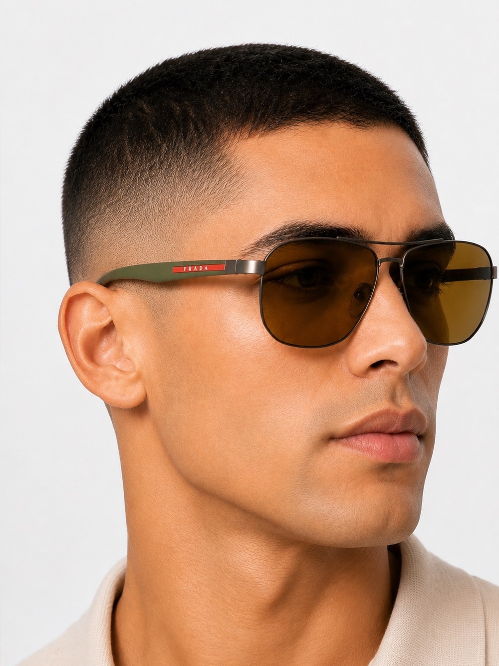 Prada Linea Rossa Green PS 51VS DG1-741 Polarized Aviator Sunglasses NIB Luxury